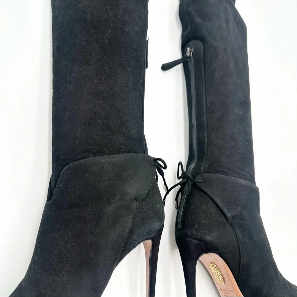 Aquazzura Giselle Over-The-Knee Boots in Black Suede